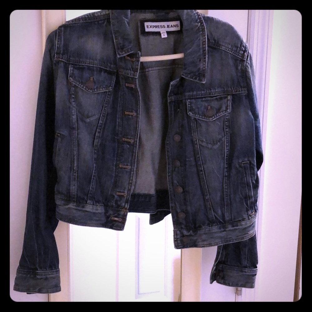 EXPRESS JEANS cropped jean jacket faded blue
